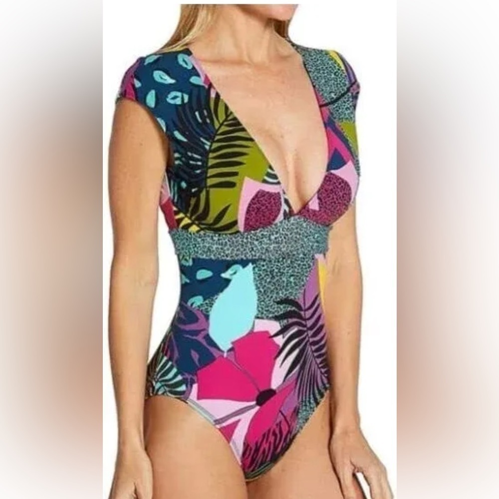 Bleu Rod Beattie jungle book floral cap sleeve one piece swimsuit 8 - Picture 9 of 9